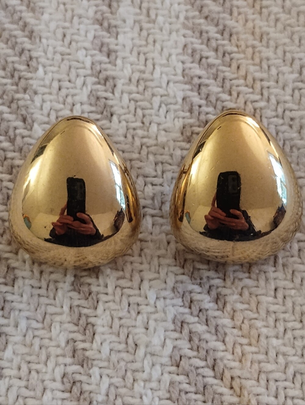 Vintage Napier Gold Tone Domed Triangle Screw Back Earrings